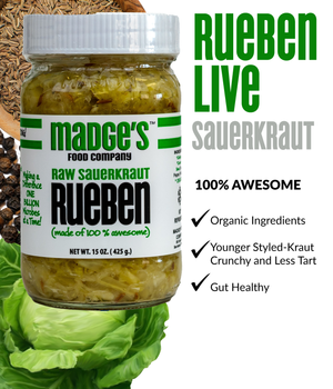 Madges Food Rueben Sauerkraut Gut Healthy photo with ingredients shown